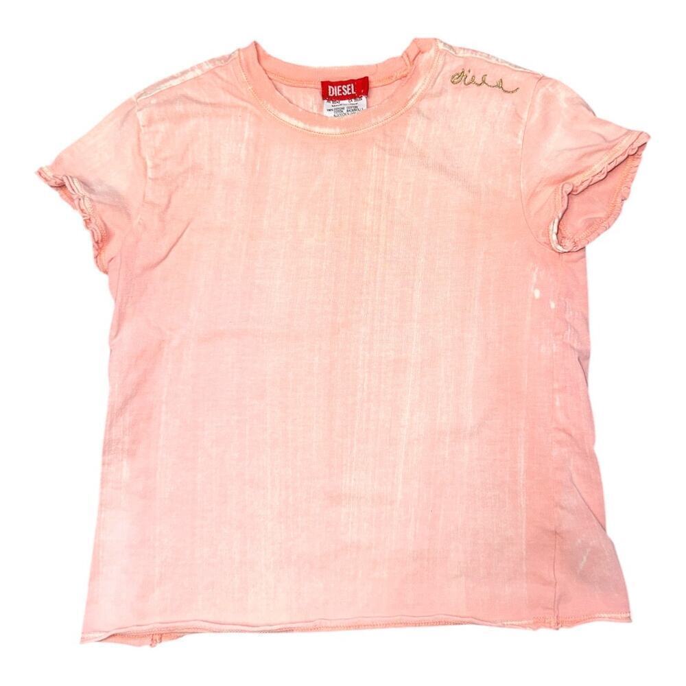 Diesel Peach Tie Dye Ruffle Short Sleeve Tee Shirt Youth Size M